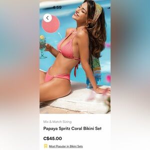 Cupshe Papaya Coral Bikini Set